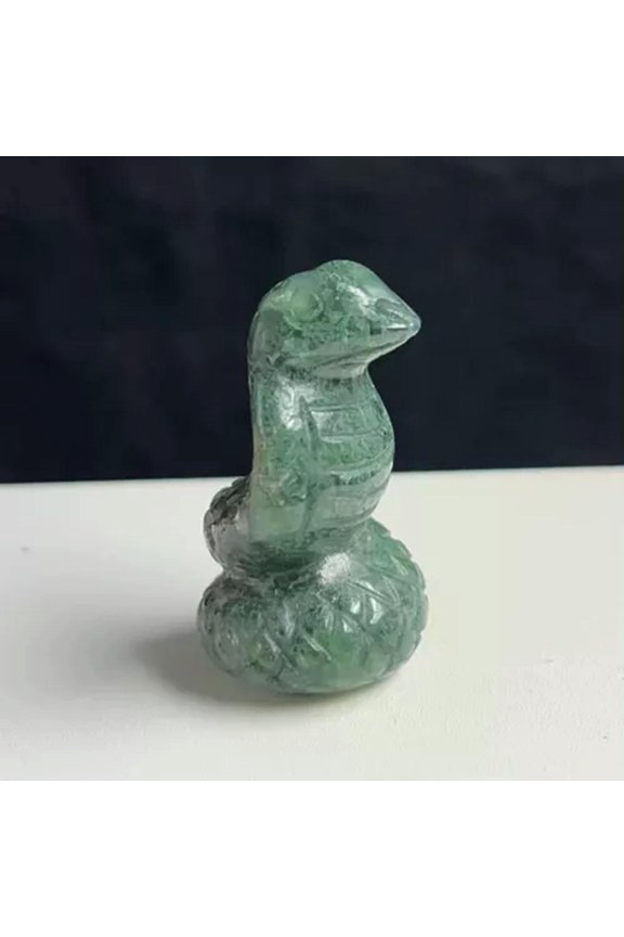 1.5" Natural Crystal Snake Carved Quartz Stone Serpent Rock Healing Reiki Decor-Moss Agate-1PC (Random Pick)