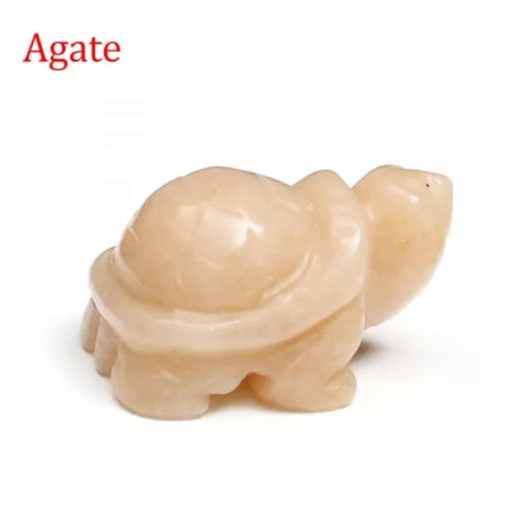 HOOUN 1.5" Turtle Tortoise Natural Gems Crystal Carved Reiki Healing Animal Figurine-Agate