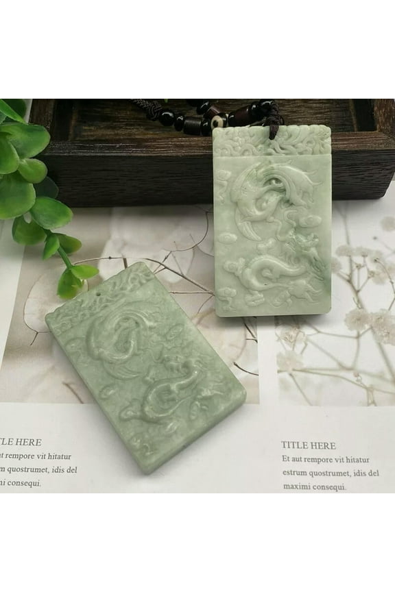 1* Green Natural Real Jade Dragon Phoenix Pendant Necklace Gemstones Talismans