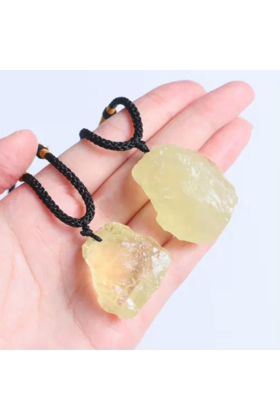 1 Natural Crystal Pendulum Quartz Stone Pendant Chakra Healing Gemstone Necklace-Citrine Raw Rough