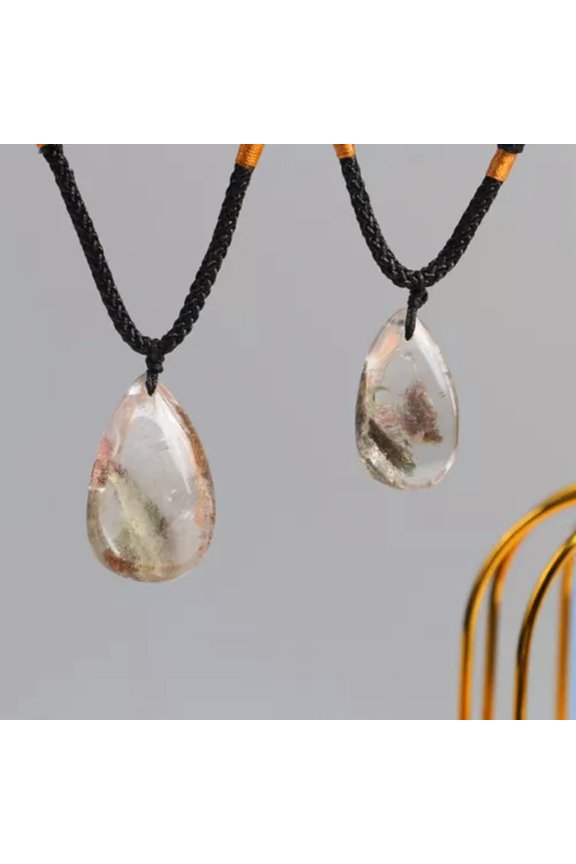 1 Natural Crystal Pendulum Quartz Stone Pendant Chakra Healing Gemstone Necklace-Ghost Phantom Quartz Crystal