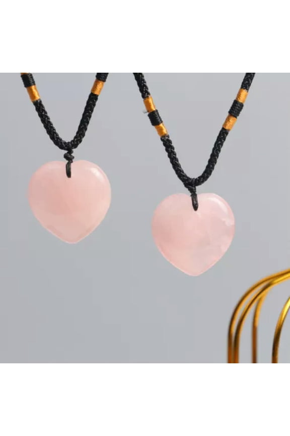 1 Natural Crystal Pendulum Quartz Stone Pendant Chakra Healing Gemstone Necklace-Pink Crystal
