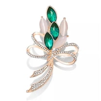 HOOUN 1 PC Fashion Opal Shining Crystal Female Brooch Temperament Pin Elegant Jewelry-Green