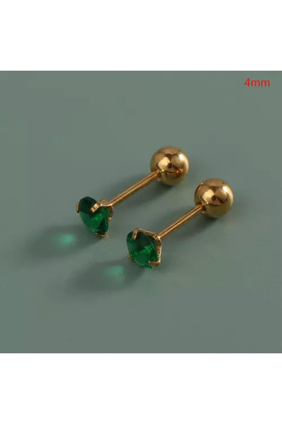 1 Pair Green Tragus Stud Earring RoundSmall Stud Jewelry Piercing Earrings#-4mm