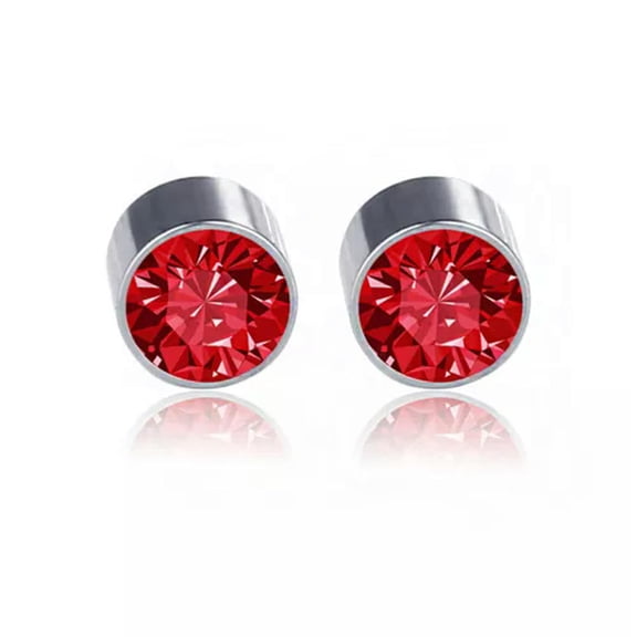HOOUN 1 Pair Stainless Steel Magnetic Stud Earring Women Men Non-Piercing Clip On-Red