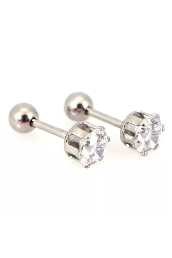 1 Pair Titanium Steel Prong Cartilage Piercing Ear Studs Earrings Jewelry PiY:yq-Silver-3cm