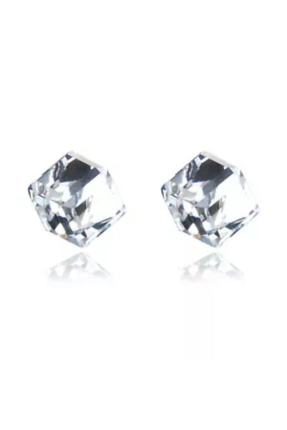 1 Pair Zircon Magnetic Earrings Cube No Piercing Bling Ear Stud Jewelry Earring-white