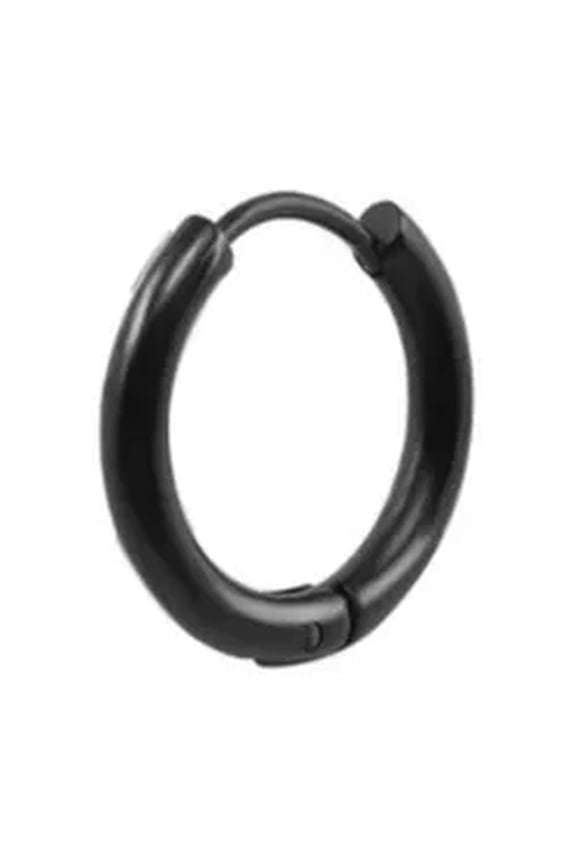 1 Piece Surgical Steel Hinged Hoop Sleeper Circle Ring Earring Round +-black-2*16mm