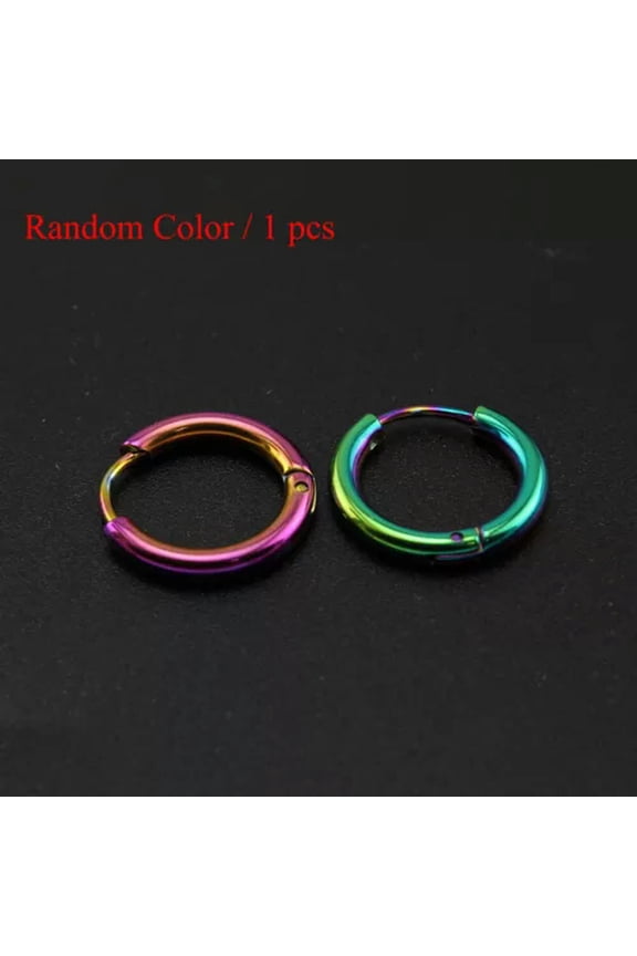 1 Piece Surgical Steel Hinged Hoop Sleeper Circle Ring Earring Round +-multicolor-2*12mm