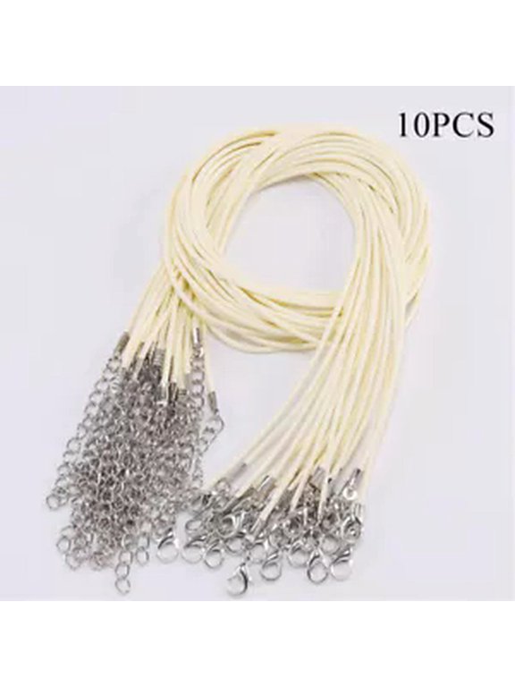 10-50PCS Leather Necklace Lobster Clasp Rope Cord For Jewelry Pendant DIY String-beige-1.5mm-20pcs