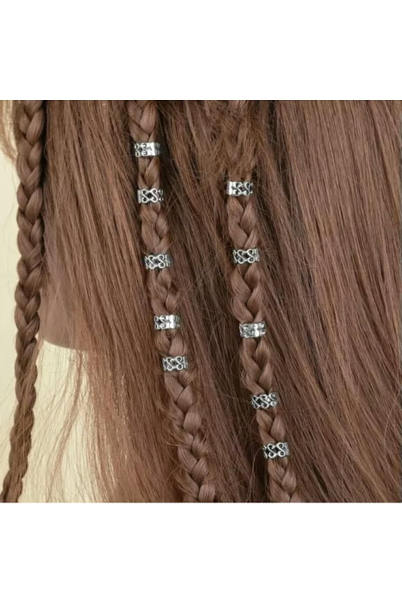 10 Pcs Hair Braid DIY Dread Dreadlock Beads Adjustable Braids Cuff Clip Gift-Silver