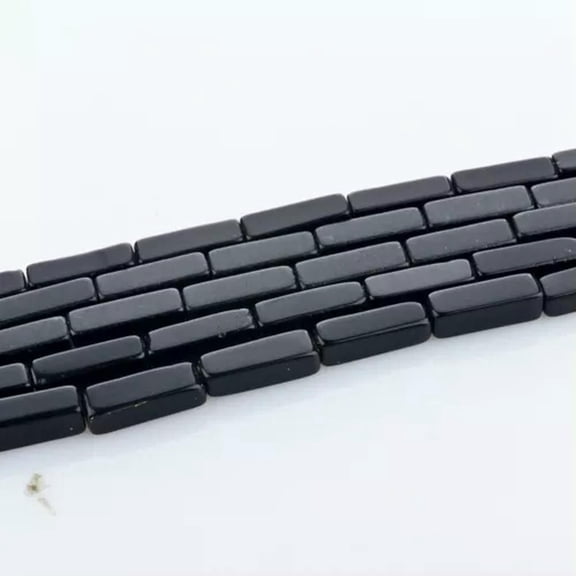 HOOUN 10 Strand Natural Assorted Stones Tube Spacer Loose Beads For Jewelry Making 15"-Obsidian