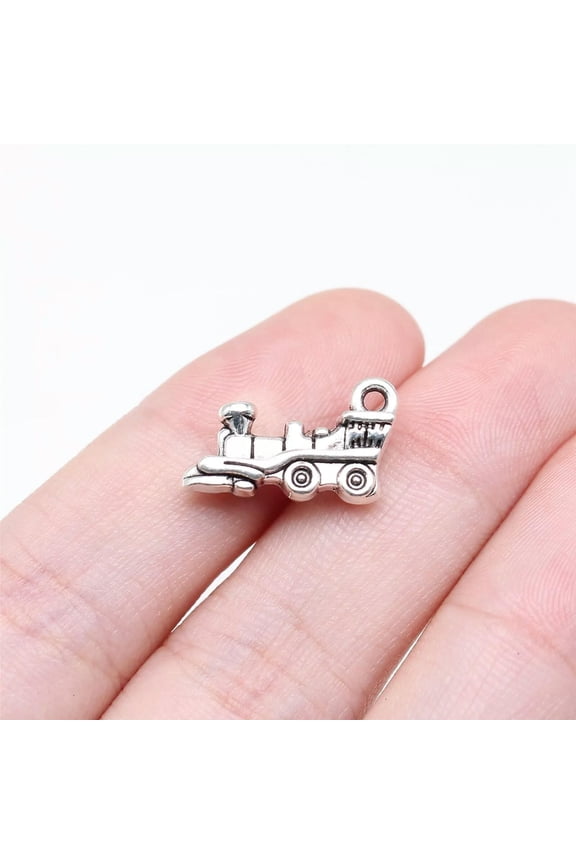 100 Pcs Antique Silver train Charms Pendant 18x10MM B16756