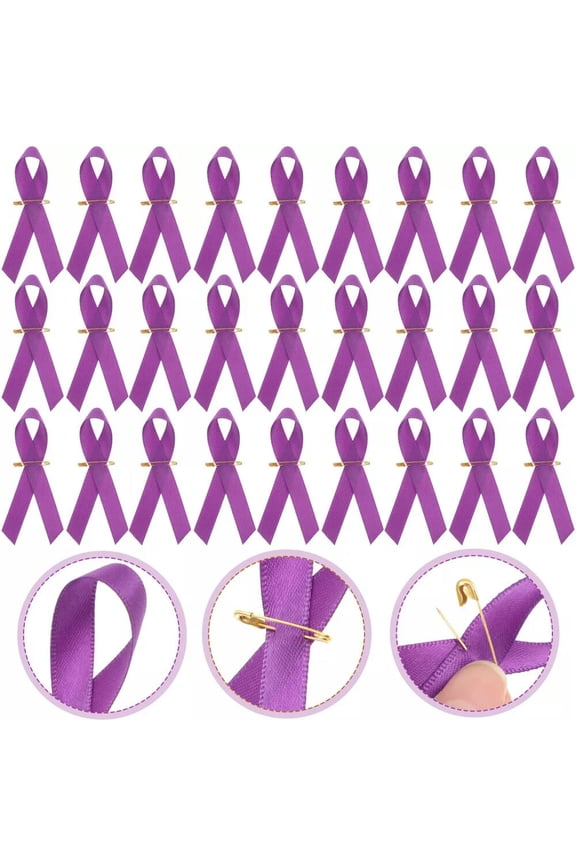 100 Pcs Domestic Violence Awareness Pin Ribbon Badge Jewelry