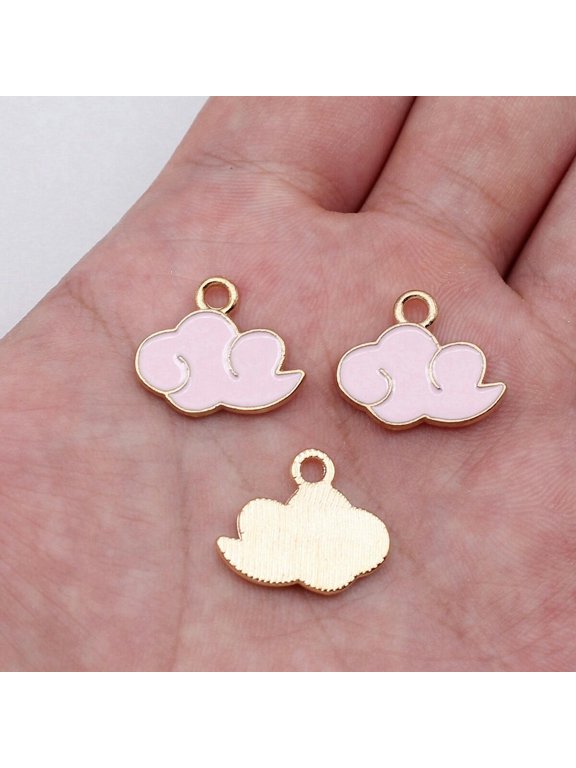 100 Pcs Multicolor Alloy Enamel Cloud Charms Pendant 18X16MM Diy Making D20211-Pink