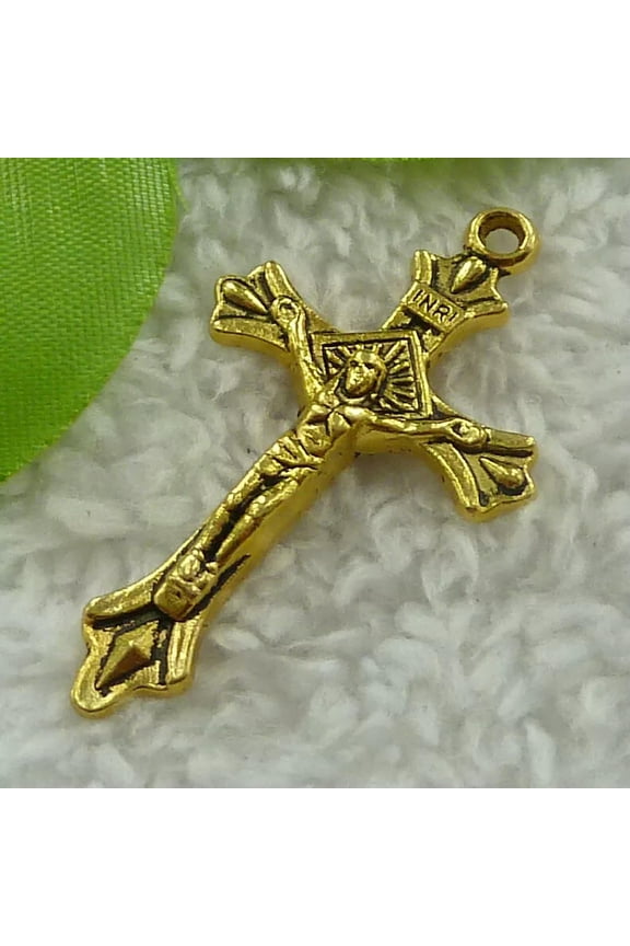 100 pieces gold plated Jesus cross charms pendant 44x25mm B2458