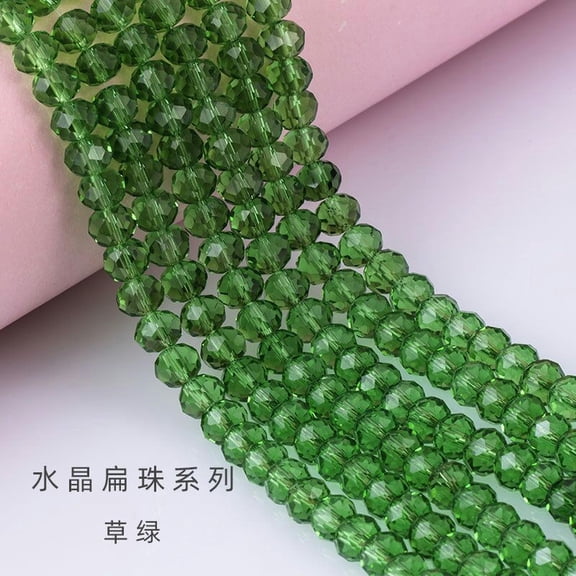 HOOUN 1000pcs 4/6/8MM Faceted Glass Crystal Rondelle Beads Loose Spacer Beads DIY-Deep Green-4MM