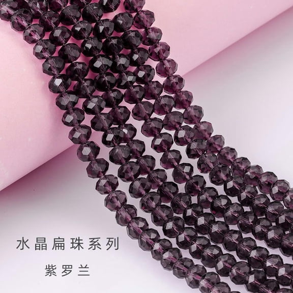HOOUN 1000pcs 4/6/8MM Faceted Glass Crystal Rondelle Beads Loose Spacer Beads DIY-Violet-8MM