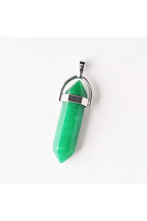 100PCS Natural Quartz Crystal Point Chakra Healing Gemstone Pendant Wholesale-green jade