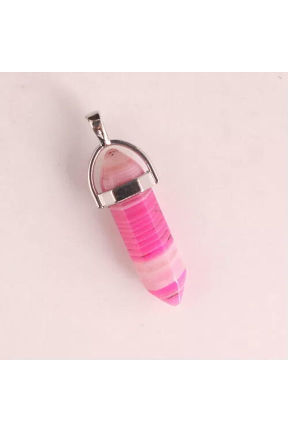 100PCS Natural Quartz Crystal Point Chakra Healing Gemstone Pendant Wholesale-pink striped agate