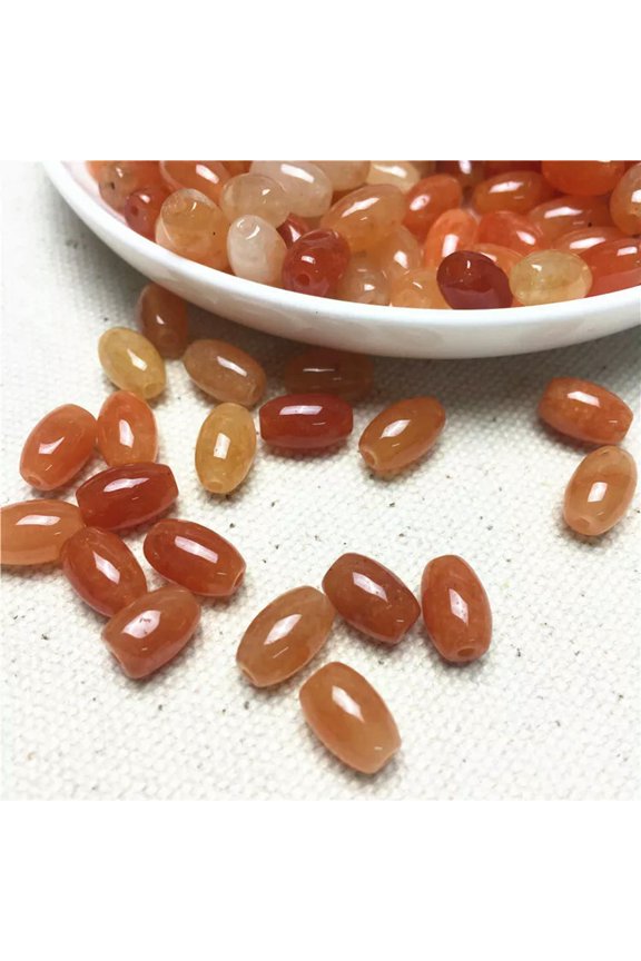 100Pcs 6*9MM Natural Red Dongling Jade Beads DIY Loose Beads for Pendant
