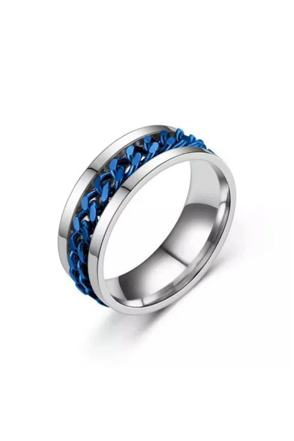 100Pcs/Lot Classic Stainless Steel Chain Rotating Rings Mixed Spinner Corkscrew-20Pcs Opp Bag-Blue