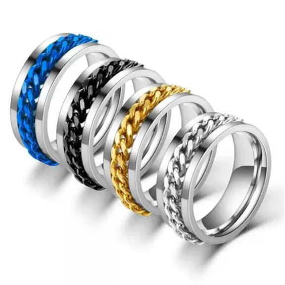 HOOUN 100Pcs/Lot Classic Stainless Steel Chain Rotating Rings Mixed Spinner Corkscrew-20Pcs Opp Bag-Classic