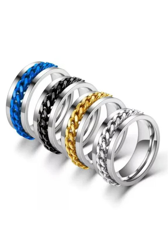100Pcs/Lot Classic Stainless Steel Chain Rotating Rings Mixed Spinner Corkscrew-20Pcs Opp Bag-Classic