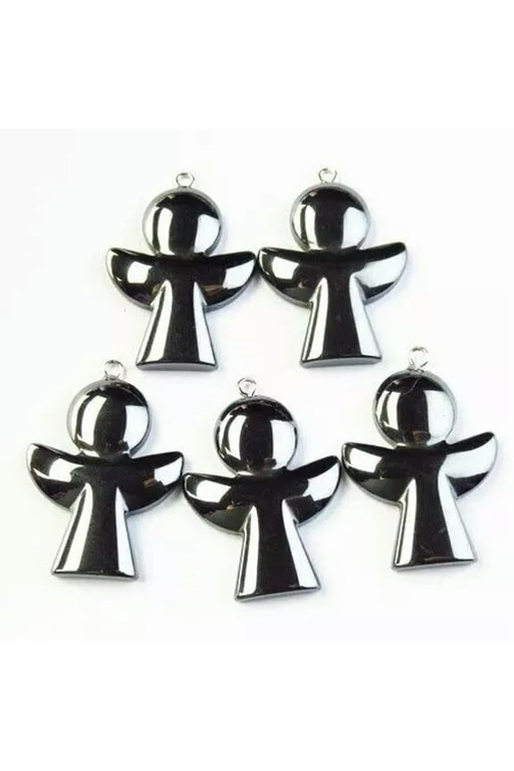 100pcs Hematite Stone Black Carved Angel Pendant Bead or Jewelry Accessories
