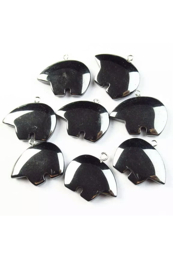 100pcs Hematite Stone Black Carved Bear Pendant Bead or Jewelry Accessories