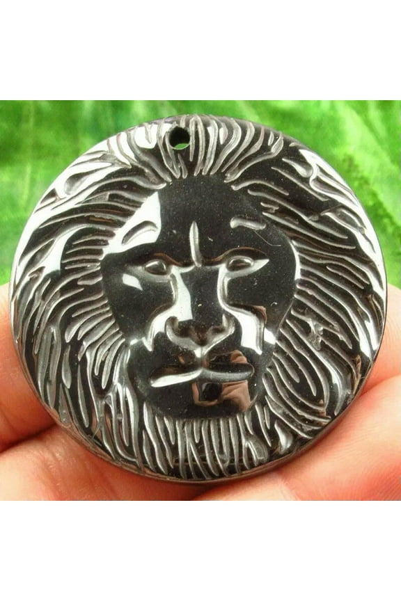100pcs Hematite Stone Black Carved Lion Head Pendant Bead or Jewelry Accessories
