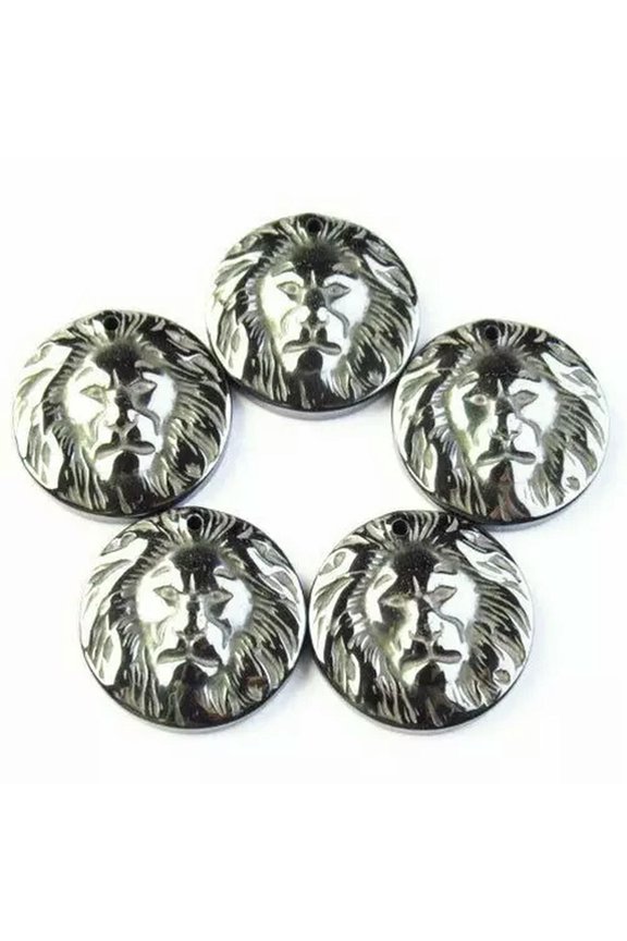 100pcs Hematite Stone Black Carved Lion head Pendant Bead or Jewelry Accessories