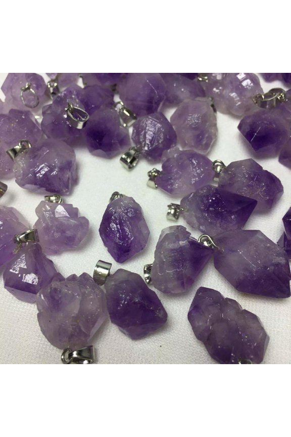 100pcs Natural Amethyst Chakra Reiki Point Pendants Randomly Shaped Pendant DIY