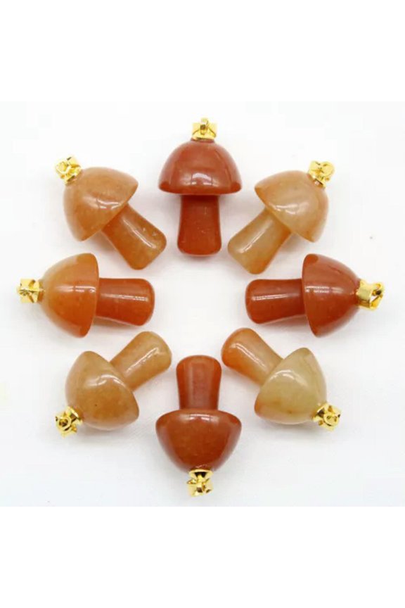 100pcs Natural Stone Quartz Crystal Mushroom Pendant or Jewelry Making Wholesale-red agate1