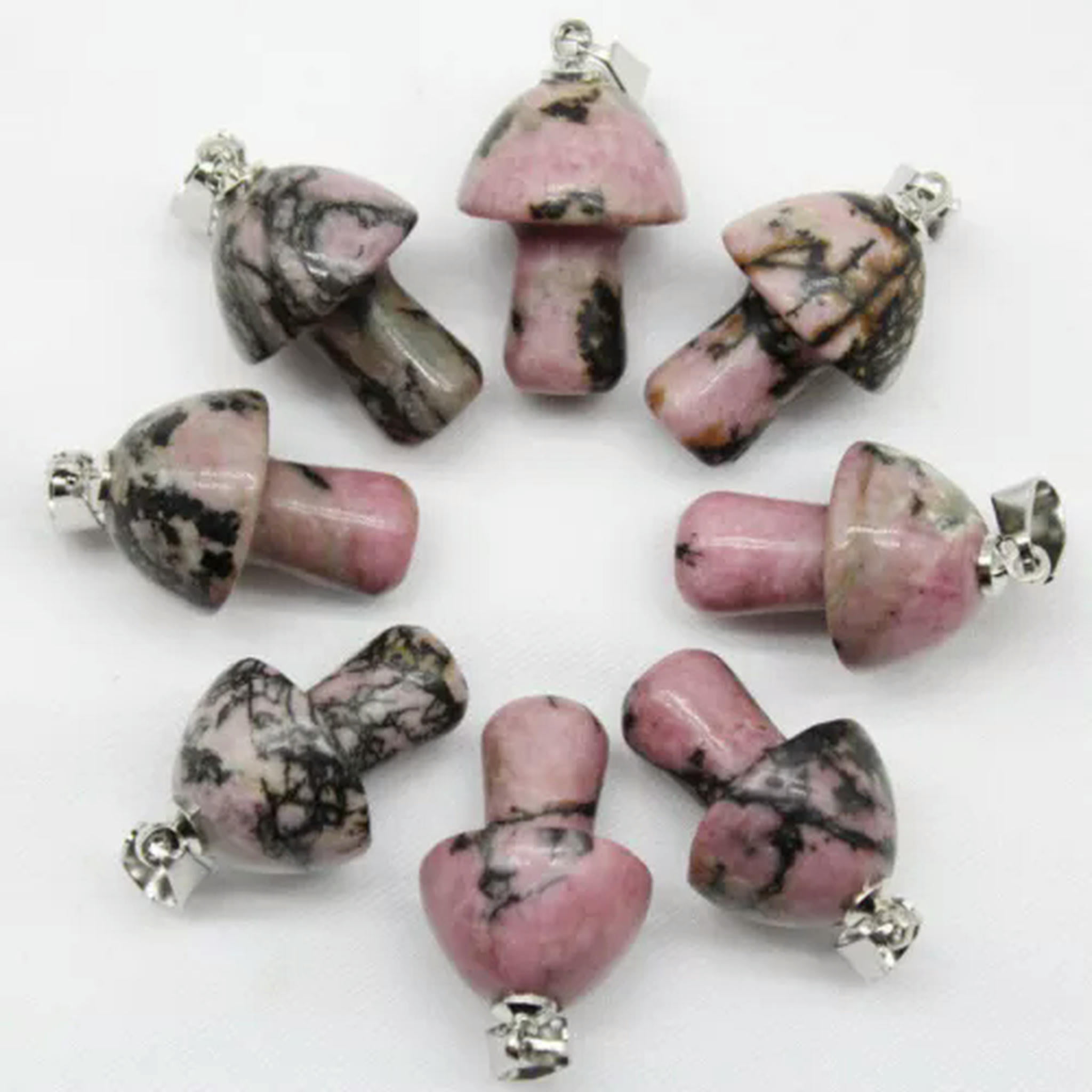 HOOUN 100pcs Natural Stone Quartz Crystal Mushroom Pendants for DIY Jewelry Wholesale-Dragon Veins