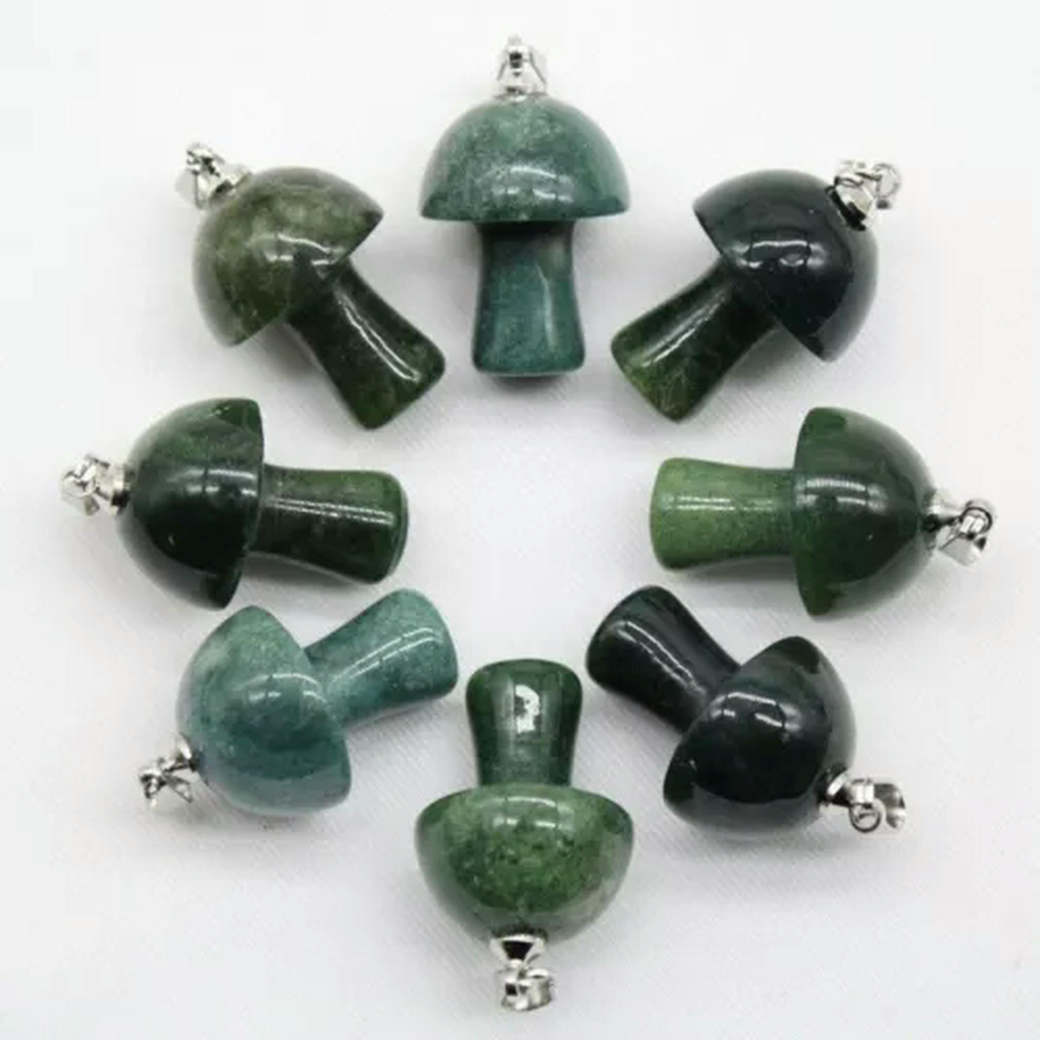 HOOUN 100pcs Natural Stone Quartz Crystal Mushroom Pendants for DIY Jewelry Wholesale-Indian agate