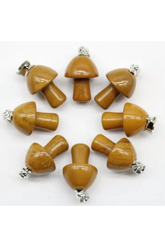 100pcs Natural Stone Quartz Crystal Mushroom Pendants for DIY Jewelry Wholesale-egg yolk