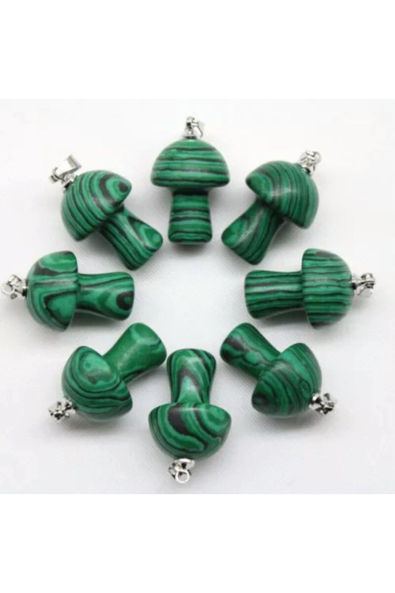 100pcs Natural Stone Quartz Crystal Mushroom Pendants for DIY Jewelry Wholesale-malachite