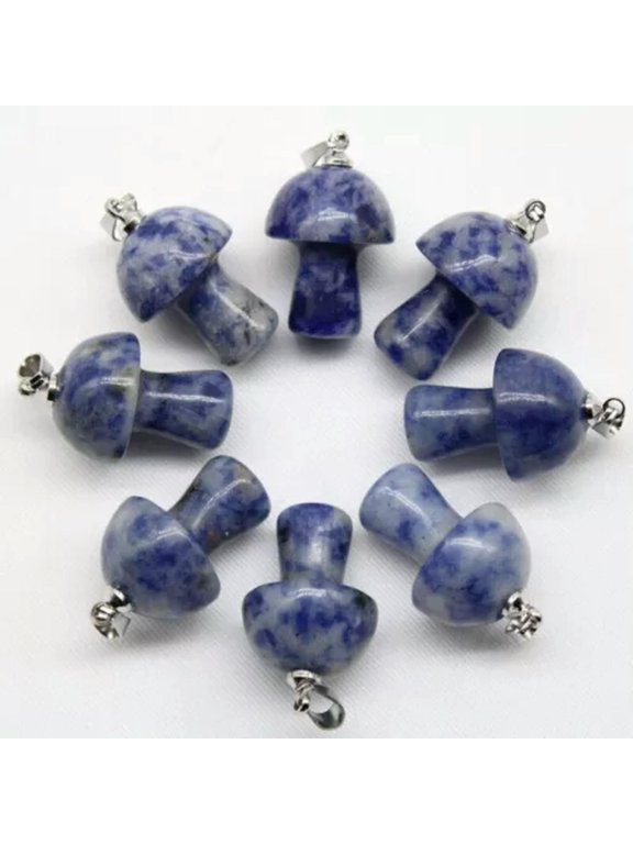 100pcs Natural Stone Quartz Crystal Mushroom Pendants for DIY Jewelry Wholesale-sodalite