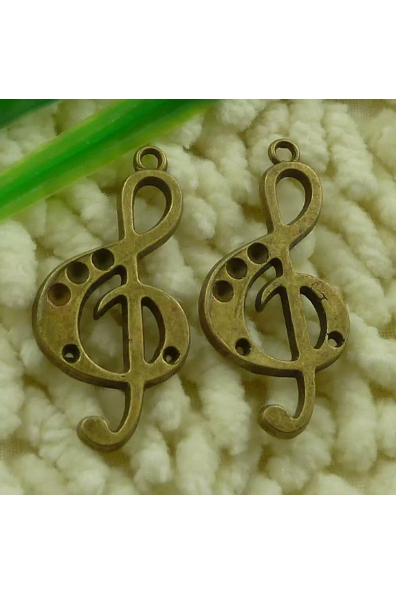 105 Pcs Bronze Plated Musical Note Charms 36X18MM S3333 DIY Jewelry Making