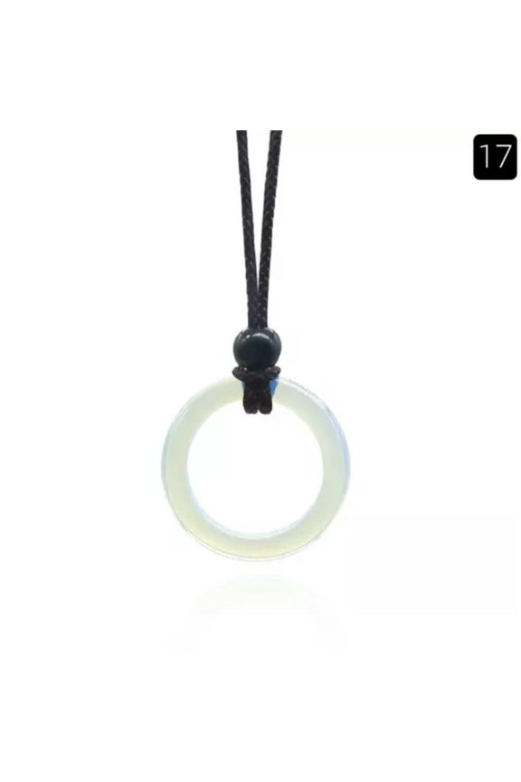 10PCS Lots Agate Gemstone Running Ring Pendants Necklace Circle Collar Chain-Opal-内径18~20mm