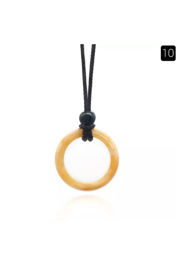 10PCS Lots Agate Gemstone Running Ring Pendants Necklace Circle Collar Chain-Topaz-内径18~20mm
