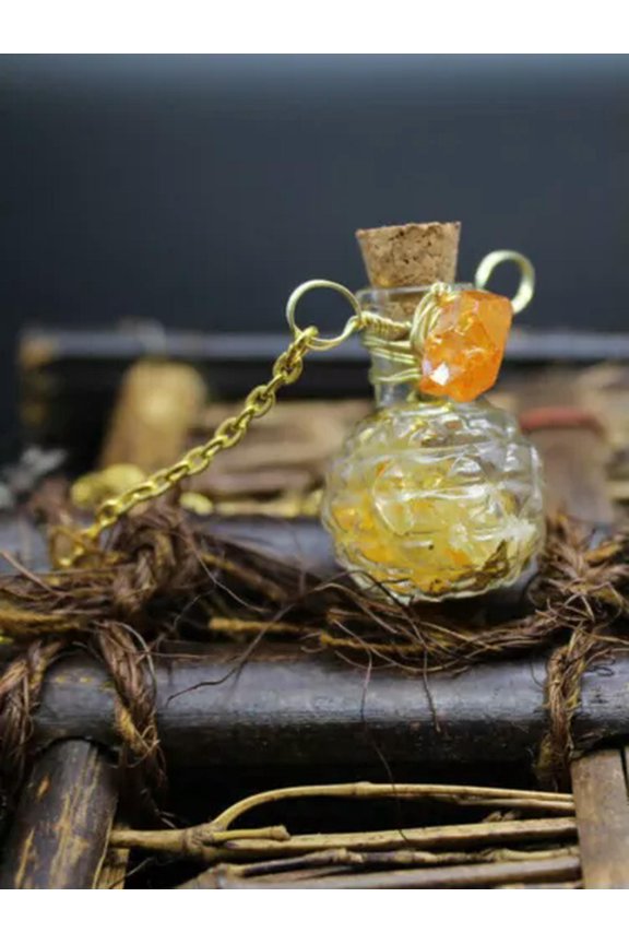 10PCS Mixed Gemstone Wishing Bottle Pendants Magic Reiki Healing Amulet Necklace-gitrine