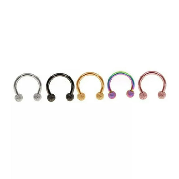 HOOUN 10PCS Stainless Steel Horseshoe Bar Lip Nose Septum Ear Ring Stud Piercing-Frosted ball-Gold-16g (1.2 mm)-6 mm