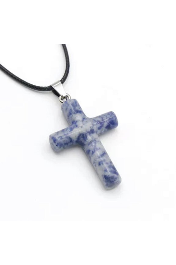 10Pcs Charms Natural Cross Shape Crystal Agate Gem Stone Pendants Jewelry Making-Blue spot stone