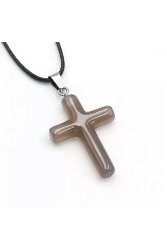 10Pcs Charms Natural Cross Shape Crystal Agate Gem Stone Pendants Jewelry Making-Gray agate