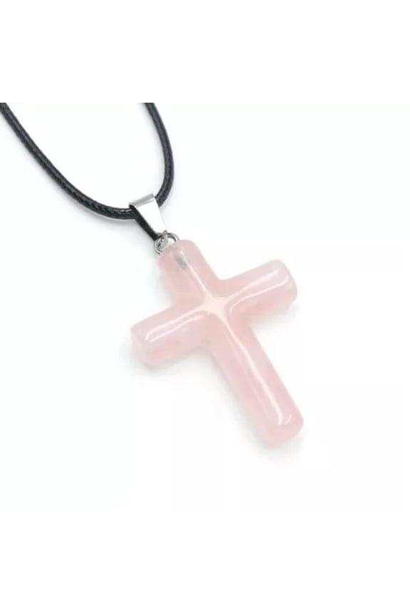 10Pcs Charms Natural Cross Shape Crystal Agate Gem Stone Pendants Jewelry Making-Rose quartz