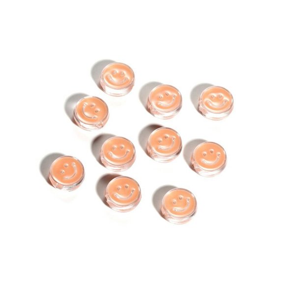 HOOUN 10Pcs Smiling Face Acrylic Spacer Beads Mixed Flat Round for Making Jewelry Diy-Orange pink