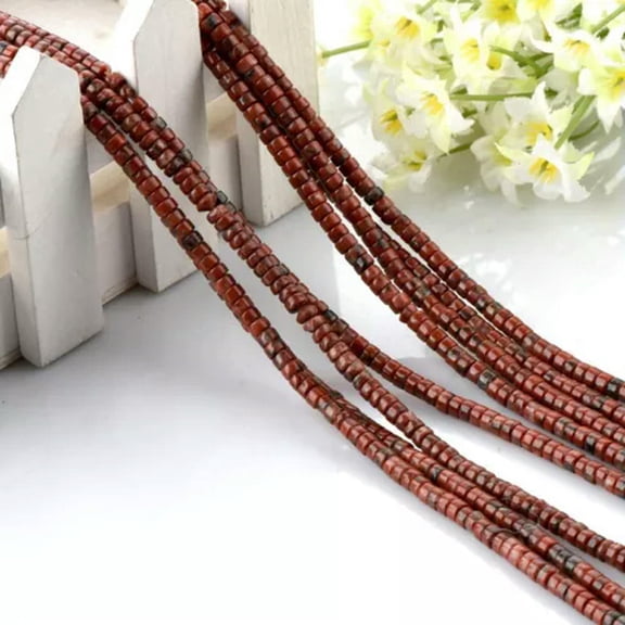 HOOUN 10Strand Natural Sesame Stone 2x4mm Smooth Tyre Wheel Spacer Loose Beads 15''