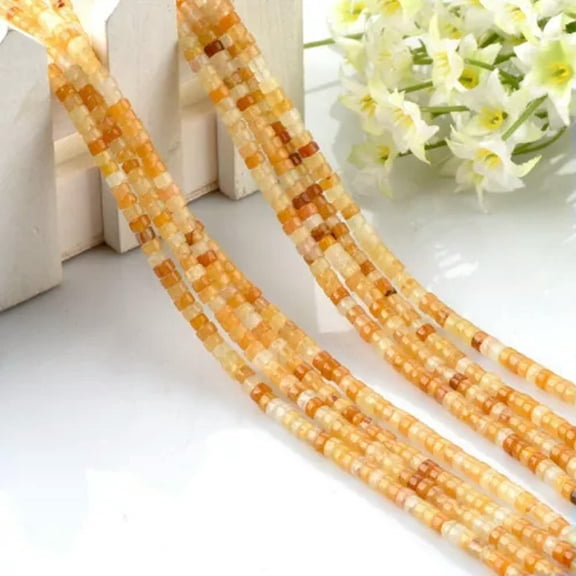 HOOUN 10Strand Natural Yellow Aventurine 2x4mm Tyre Wheel Spacer Loose Beads 15''